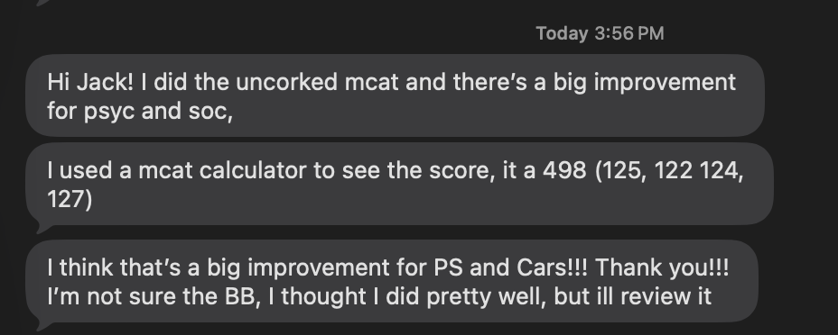 Testimonial from Jingyi L. about MCAT improvement